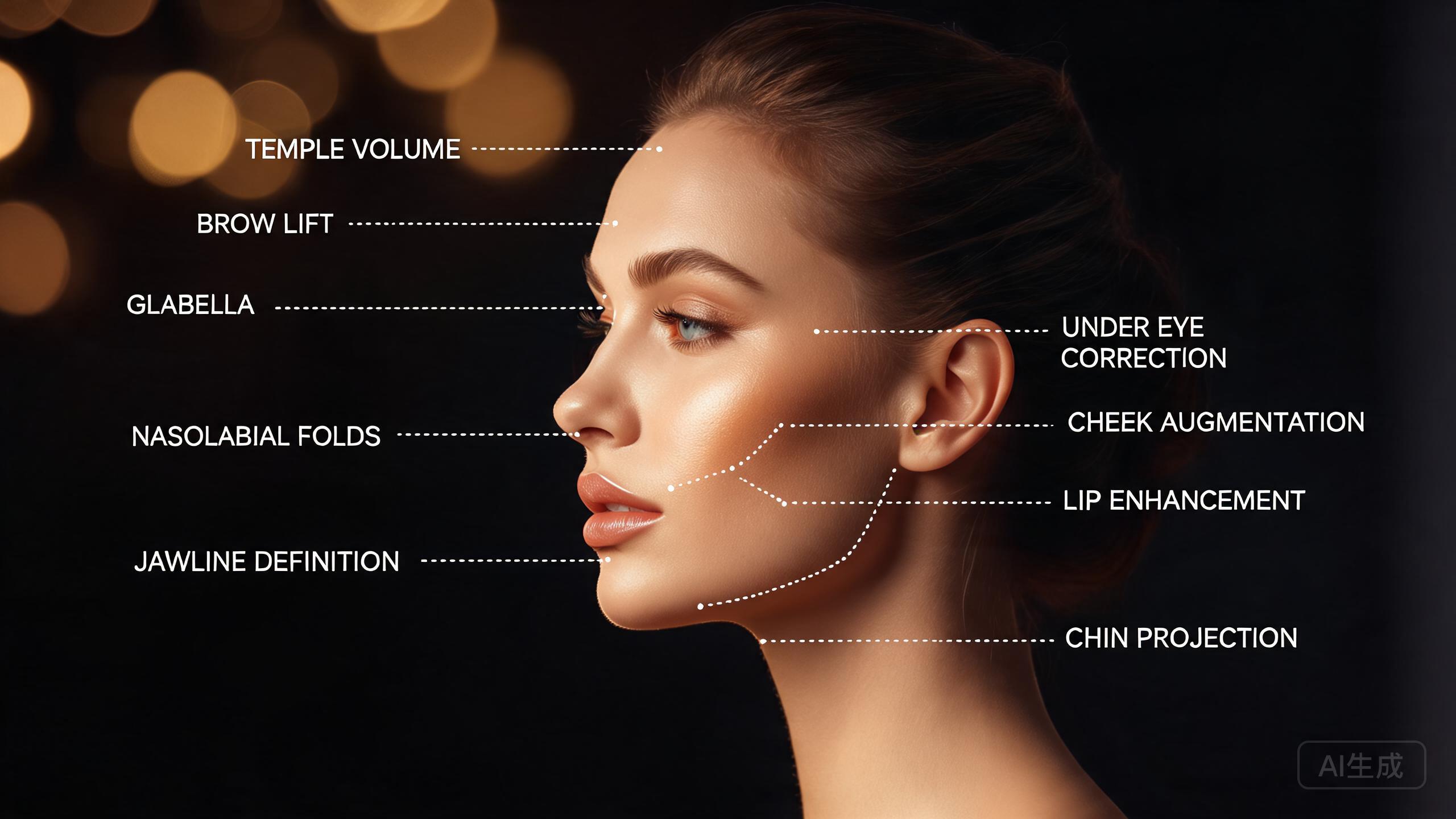 Common facial filler treatment areas
